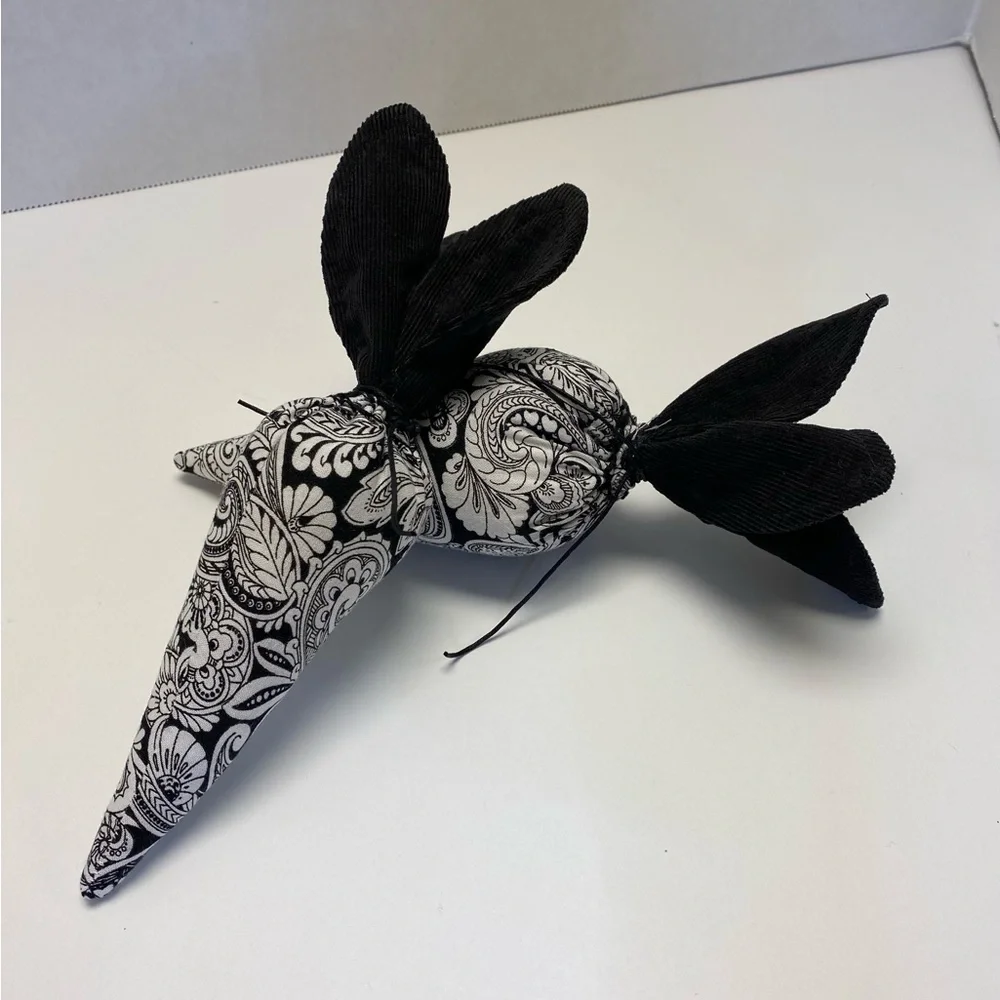 Fabric handmade carrot decor black and white paisley floral